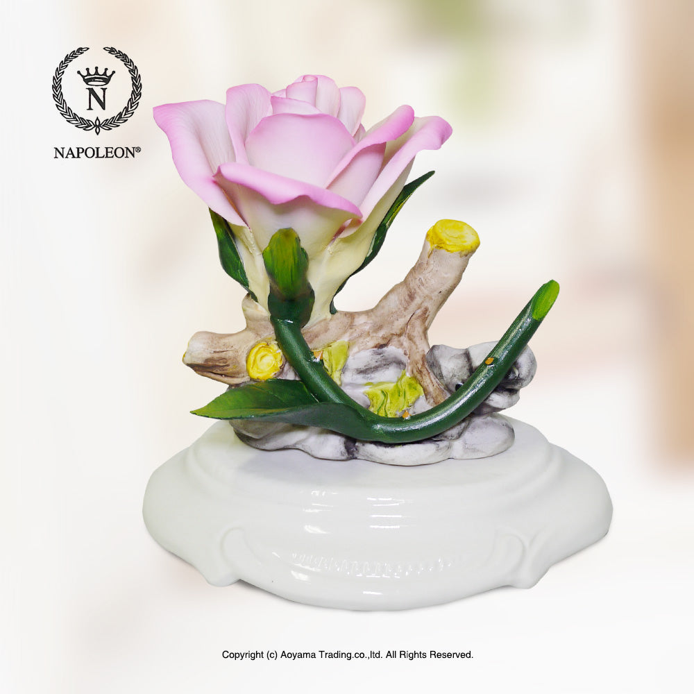 ナポレオン社】イタリア製 陶花 ピンクのバラ 置物 花 敬老の日 母の日