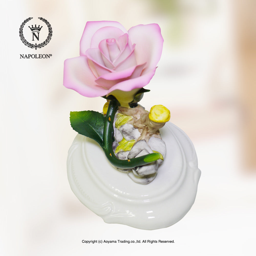 【ナポレオン社】イタリア製 陶花　ピンクのバラ　置物　花  敬老の日 母の日 ギフト